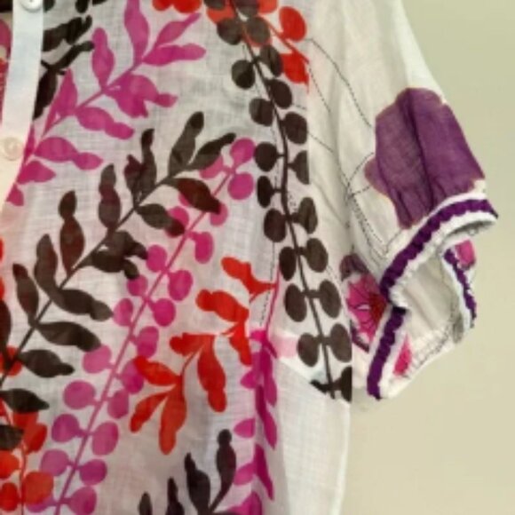 Anathea By PARAKIAN Colorful Button-Up Shirt 100% RAMIE SZ 44 made in Italy - Picture 4 of 10